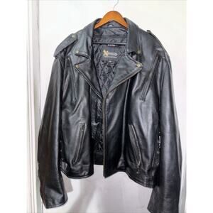 Xelement Advanced Motorcycle Gear Padded Bk Leather Jacket Size 5XL Sung Fit